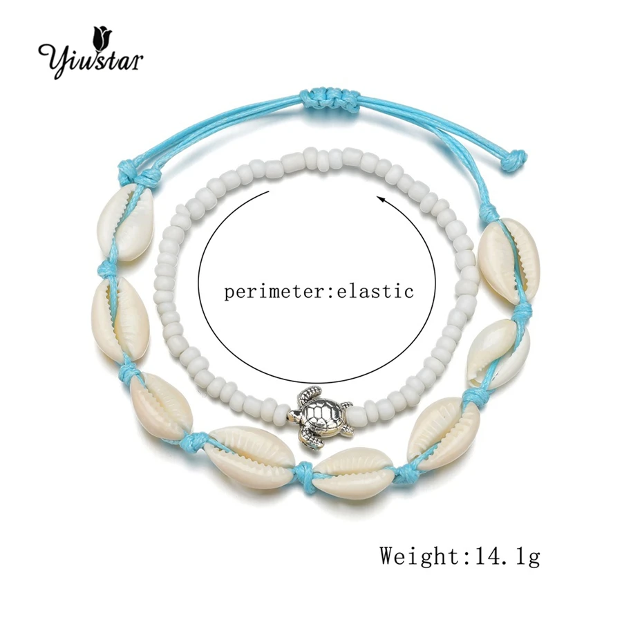 Yiustar синие ножные браслеты с цепочкой в виде ракушки бижутерия для ног Летний