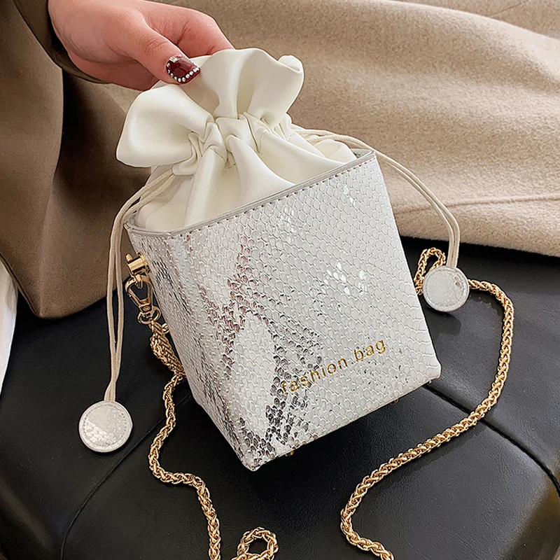 

Box Mini Bag For Women 2021 Drawstring Chain Crossbody Bags For Women Luxury Brand handbags Ladies Hand Bag Clutch bolso mujer