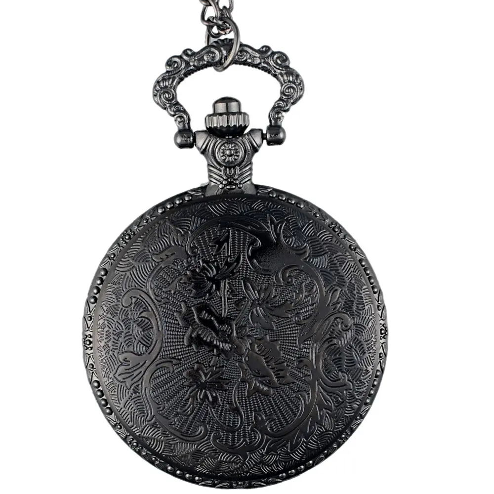 

New Arrivals Black Gold DAD Hollow Quartz Pocket Watch with Chain Retro Men Women Classic Pendant Necklace Clock Father Gift
