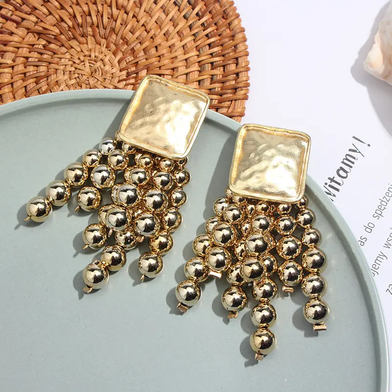 Женские серьги подвески с бахромой и бусинами из 2019 акрила|Серьги-подвески| |