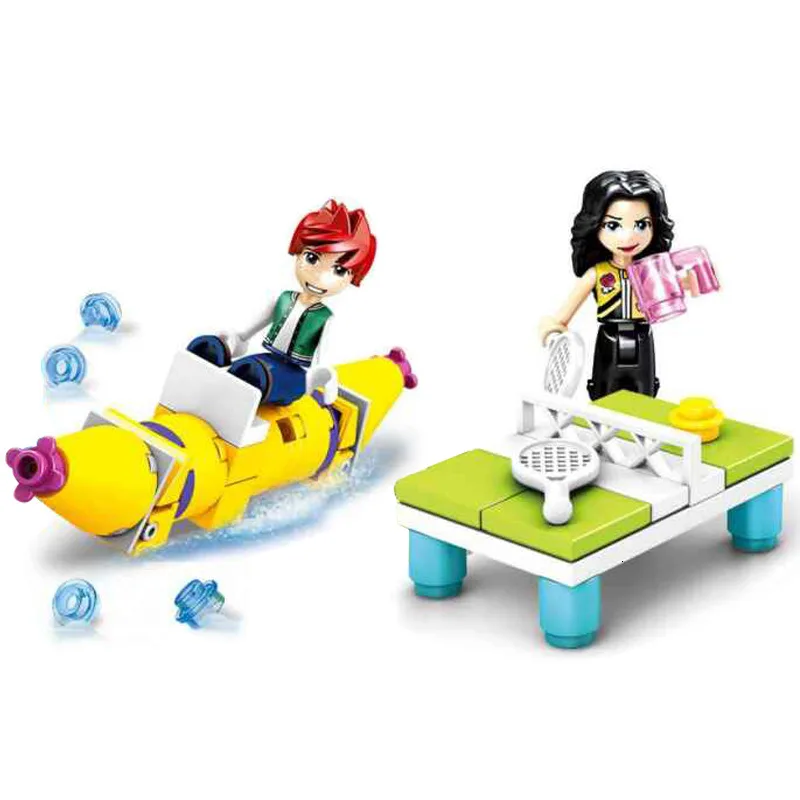 SY1186 8 шт./компл. Heartlake Mia Andrea Olivia Horse Vespa Boat Bike Building Block фигурки из блоков игрушки для