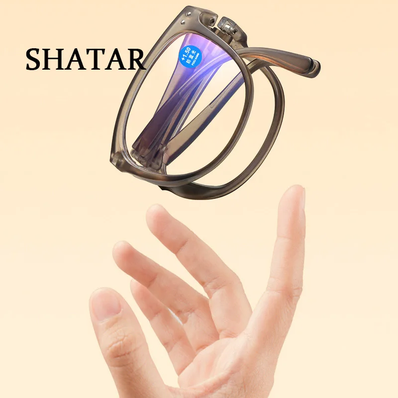 

Женские очки для чтения Shatar, новые модные голубые складные очки для дальнозоркости, портативные очки с сеткой, в стиле знаменитостей