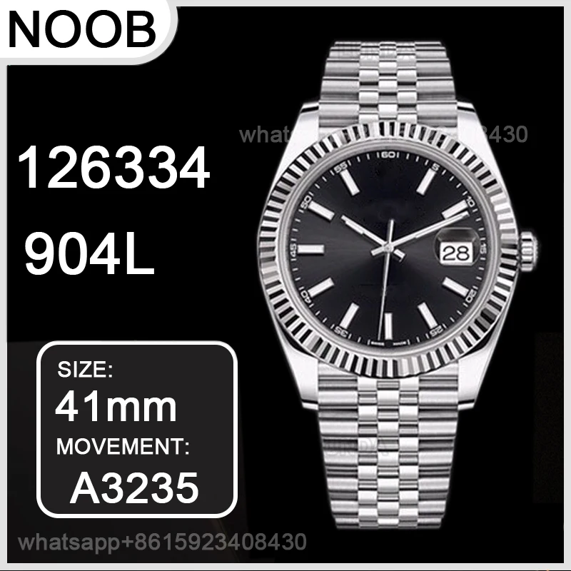 

Men's Automatic Mechanical Watch 41MM 126334 NOOB 1:1 Best Edition 904L Stainless Steel Blue Face Dial Jubilee Bracelet A3235