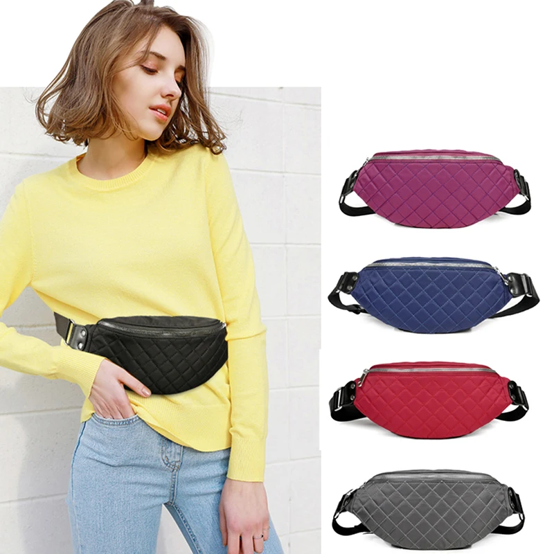 

Original New Diamond Plaid Unisex Waist Bag Fashion Hip Hop Style Retro Pocket Waist Bags Cool Girls Solid Waist Bags
