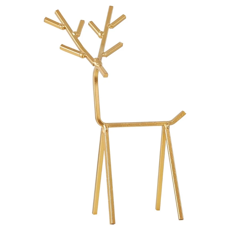 

3D Golden Deer Jewelry Display Stand Necklace Earrings Organizer Tree Geometric Deer Tower Rack for Rings Bracelets
