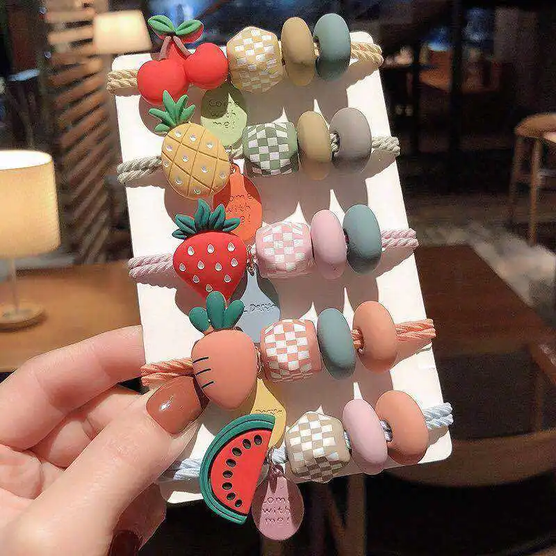 

2Pcs/Set Elastic Rope Hair Bands for Women Ponytail Holder Cute Fruit Scrunchie Hairband Girls Headbands Kawaii Hair Accessories
