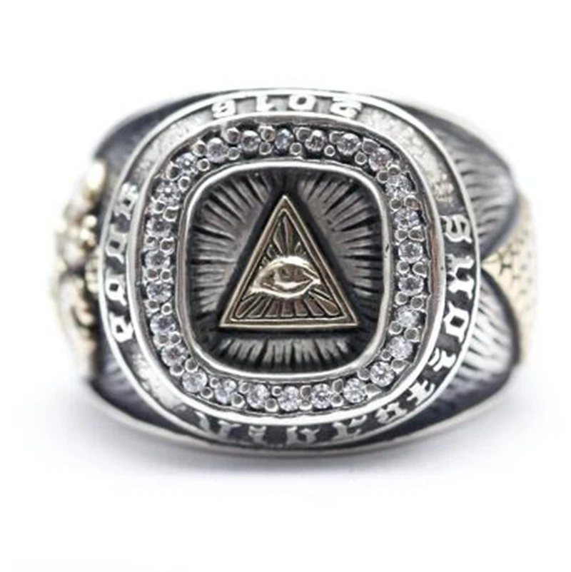 Мужская мода ретро религиозный стиль квадратный Треугольник глаз кольцо|Кольца|