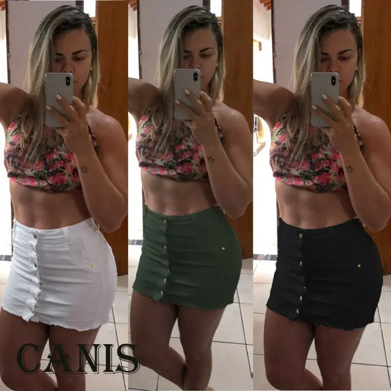 Новая женская джинсовая мини-юбка-карандаш с завышенной талией повседневное