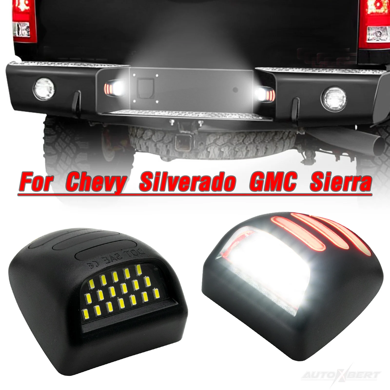 

For Chevy Silverado GMC Sierra Suburban Avalanche Tahoe Yukon Cadillac Escalade Pickup Rear Bumper License Number Plate Light 2x