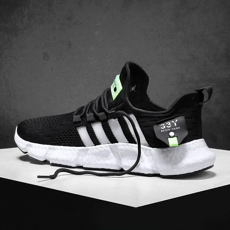 Мужские/женские кроссовки легкие из дышащей ткани с сеточкой и шнурками подходят