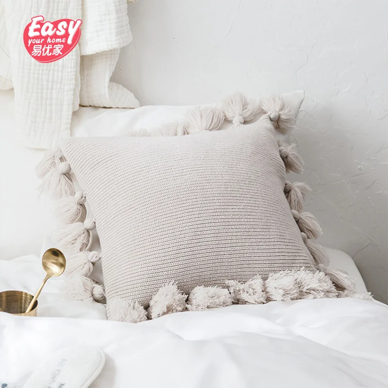 Мягкий Вязаный чехол для подушки Скандинавская однотонная Подушка Чехол фонарь