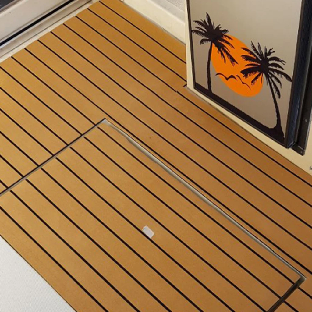 

Boat Flooring EVA Foam Synthetic Teak Decking Sheet Carpet Pad 94x2.2''