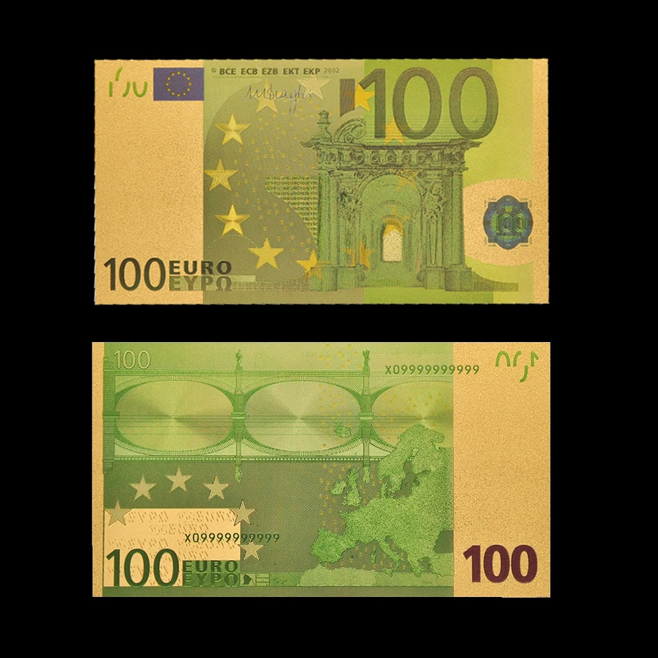 Euro 100 Paper Money Currency 24k Gold Plated Souvenir Gold Banknote Collection