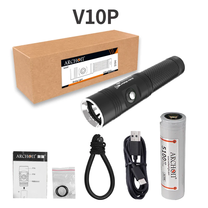 Светодиодный фонарик для дайвинга ARCHON V10P 1400 люмен портативный одной рукой 6500K IP68