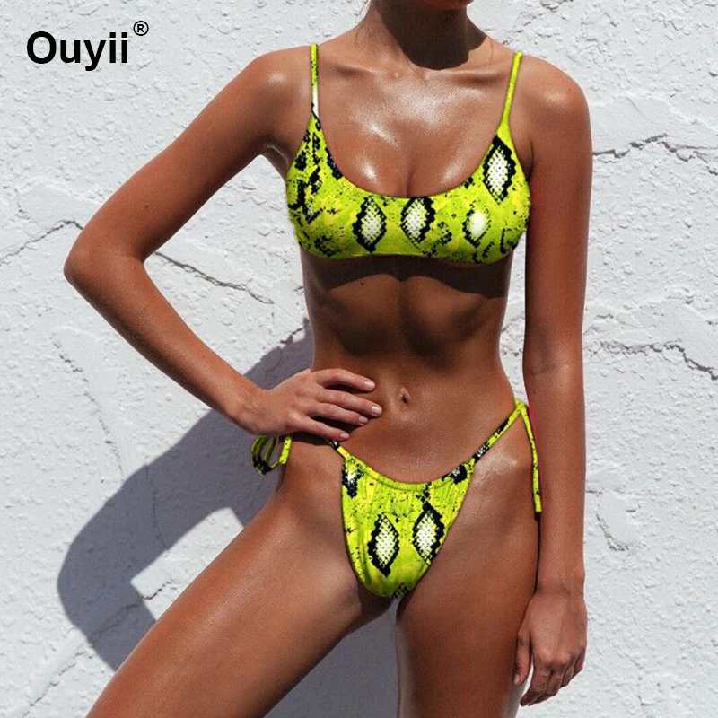 Сексуальный треугольный комплект бикини полосатый купальник для женщин галстук