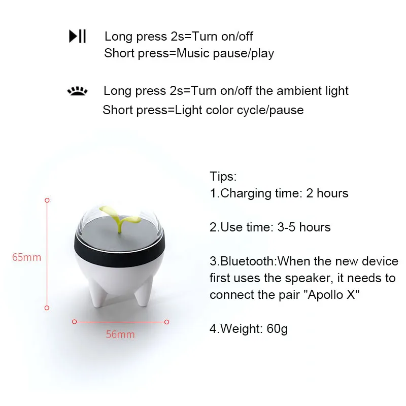 Mini Multifunction LED Night Light with Bluetooth Speaker Cartoon Style Hanging Desk Lamp Ambient Fashion Gift Hot | Освещение