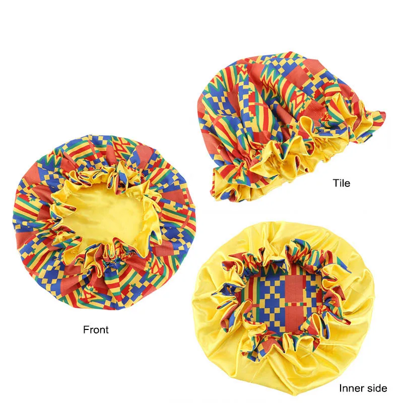 Большой размер Африканский узор Анкара принт Bonnets мусульманская женская ночная