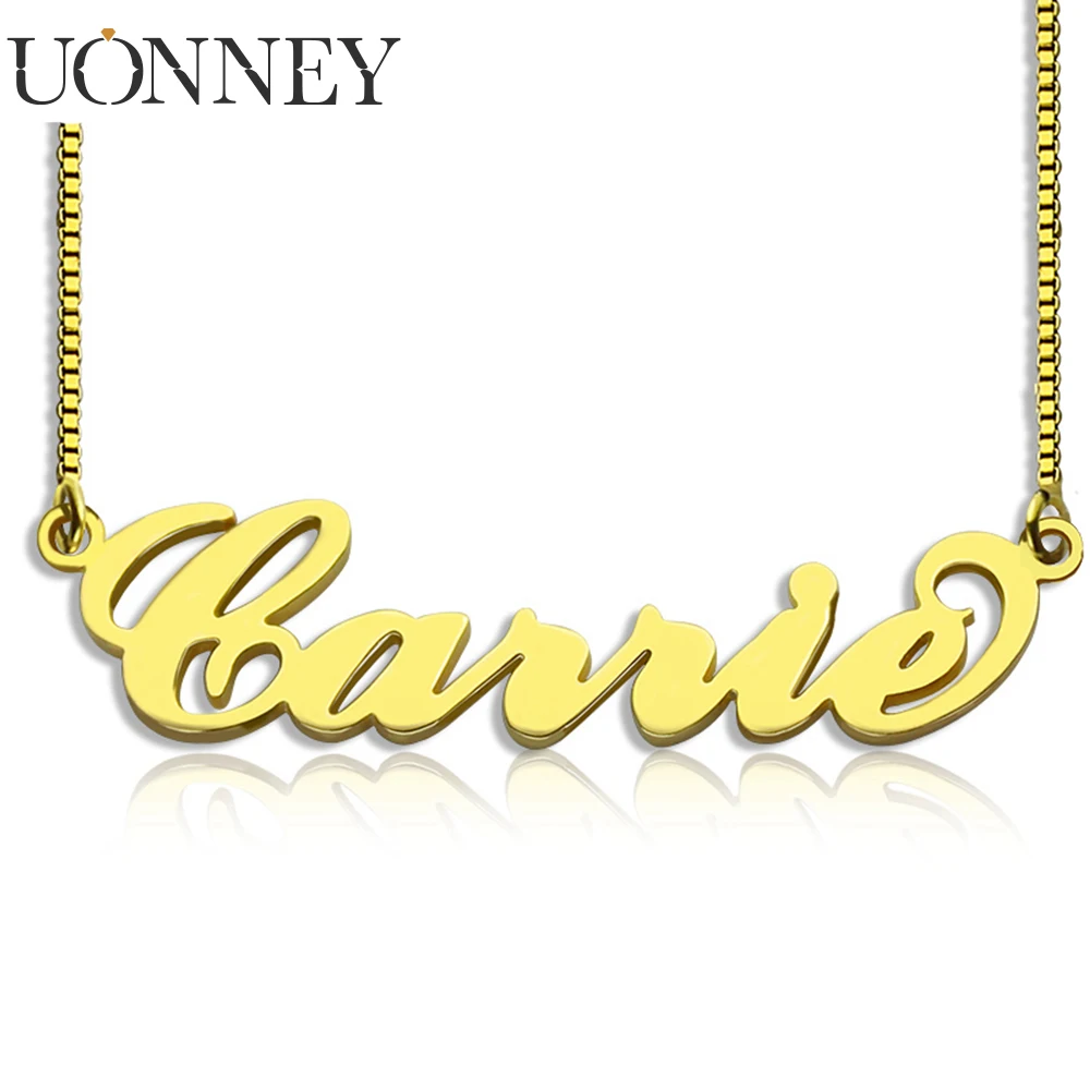 

UONNEY Dropshipping Customized Carrie Name Necklace & Box Chain Name Necklace Silver/Gold/Rose Gold