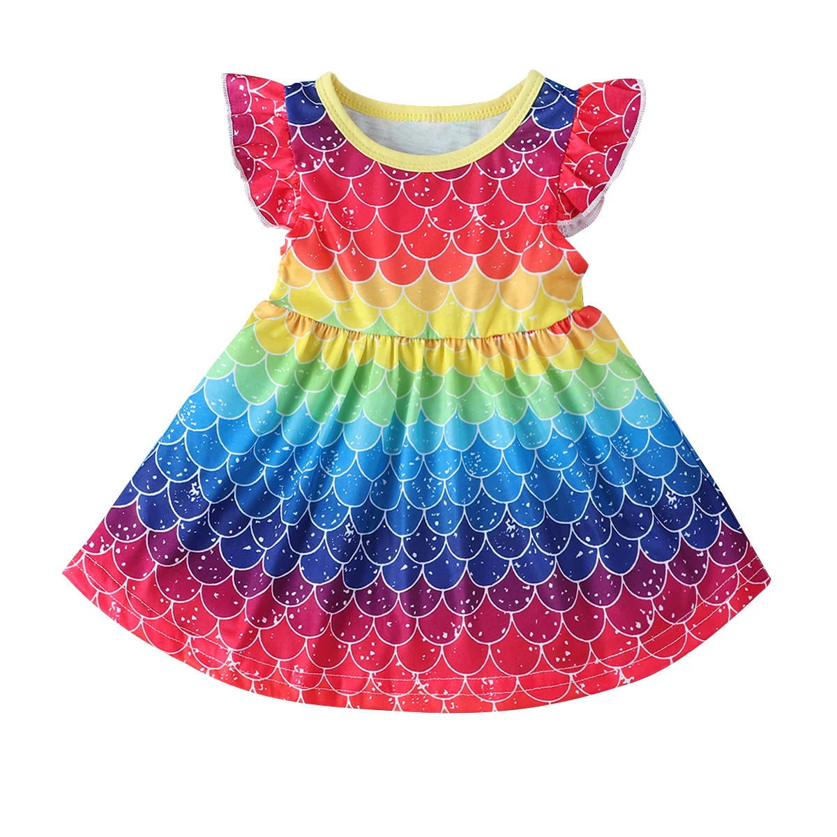 Toddler Infant Baby Girl Dress Summer Round Neck Mermaid Short Sleeve Colorful Dresses Clothing 6M-3T | Детская одежда и обувь