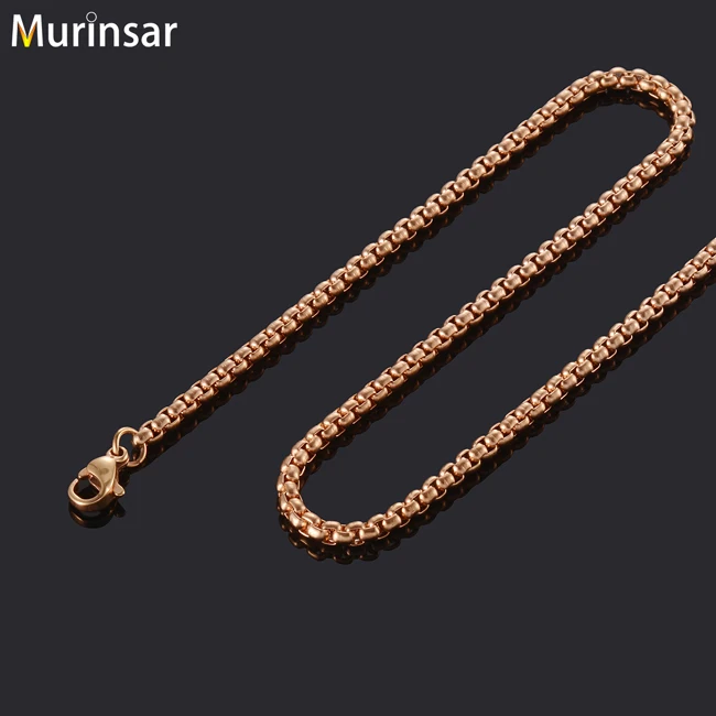 Men's Stainless Steel Necklace Width 3/4mm Round Box Link Chain High QualityFashion Women Stainless Steel Jewelry Gift