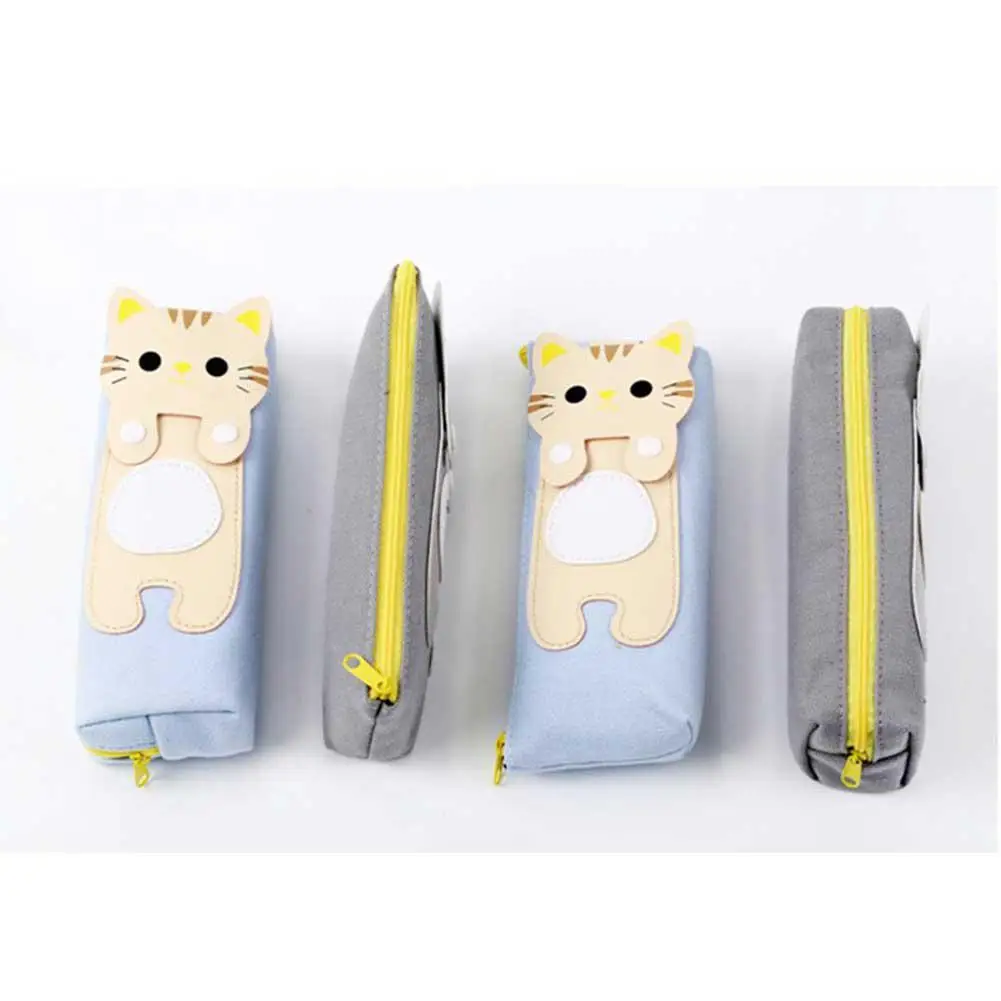 Милый Кот пенал для карандашей плетеная ткань милые школьные чехол s школьный