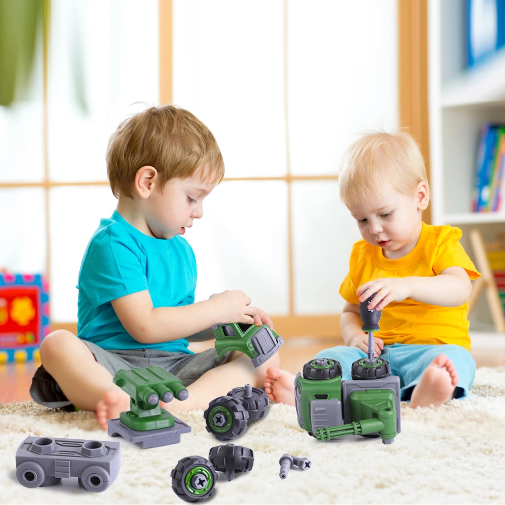 

Kids Army Trucks Take Apart Toys Assembly Military Vehicles Gun Carriage W/ Screwdriver Birthday Gift for 3 4 5 6 Years Old Boys