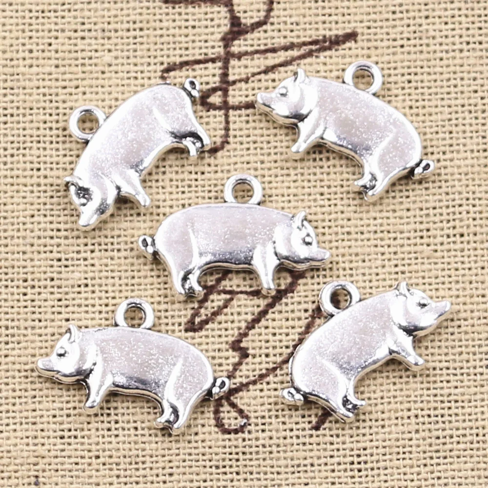 

20pcs Charms Fat Pig Hog 12x19mm Antique Silver Color Pendants DIY Necklace Crafts Making Findings Handmade Tibetan Jewelry