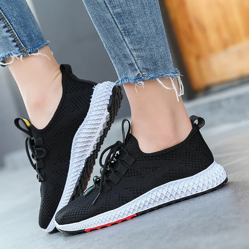 

Zejiaohao Autumn Women Shoes Flats Causual Ladies Sports Shoes Fashion Air Mesh Lace Up Light Breathable Female Sneakers YK-6