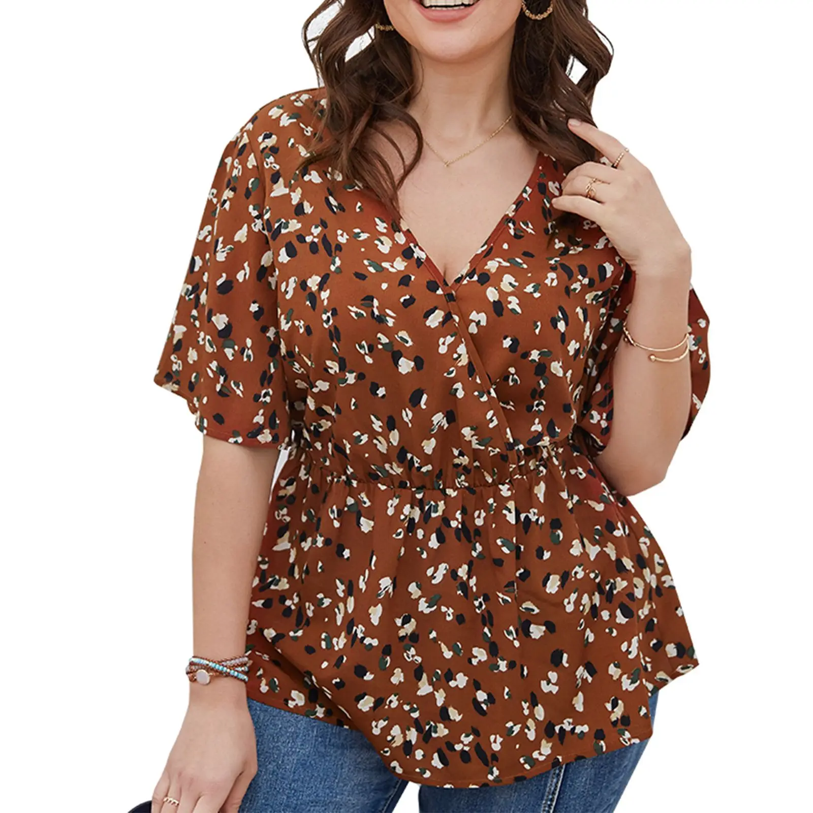 

Женские сексуальные Размеры талии шифоновая рубашка женская летняя обувь свободные V образным вырезом более Размеры d блузки Топы с коротки...