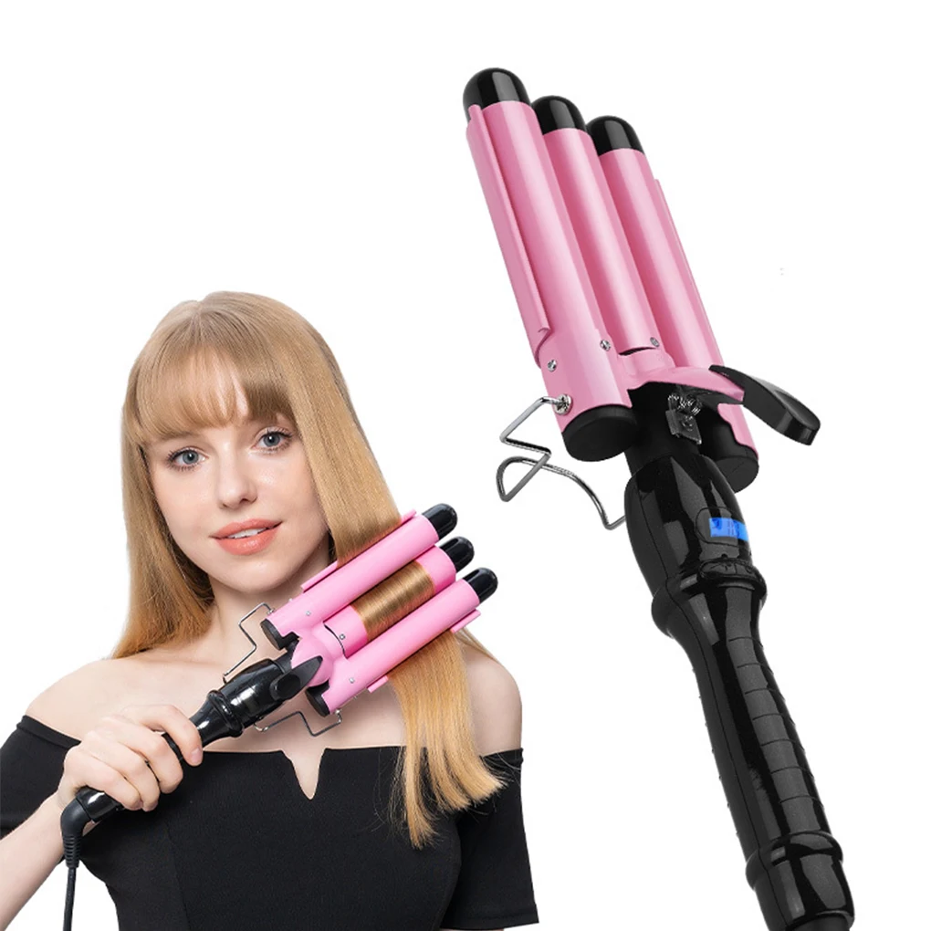 

Pink Hair Curling Iron 3 Barrel Digital Hair Curler with LED display Salon Hairdressing Waver Curling Tool US Plug