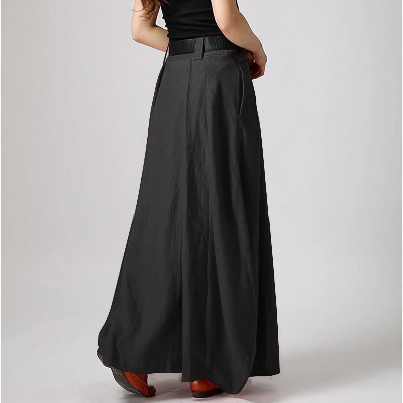 ZANZEA Женская длинная богемная юбка макси на молнии негабаритная однотонная