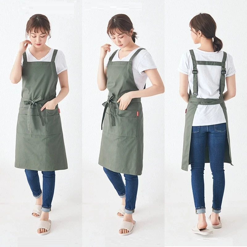 

Nordic wind polyester cotton waterproof apron Coffee shops and flower shops work cleaning aprons for woman washing daidle bib