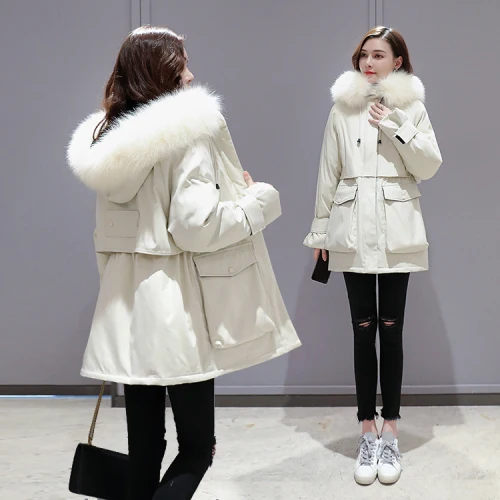 Женский пуховик большого размера плюс с хлопковой подкладкой Толстая теплая