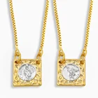 FLOLA маленькое ожерелье Богородицы для женщин полированное ожерелье Suqare сказочные крылья подвеска ожерелье позолоченное защитное ювелирное изделие nket84