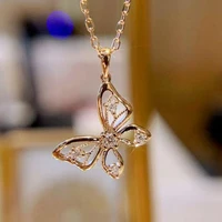 caoshi graceful butterfly pendant necklaces for women shiny cubic zirconia female necklace for party wedding accessories jewelry