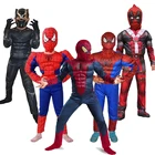 Детский костюм супергероя Человек-паук Халк Железный человек Капитан Америка Детский комбинезон для косплея на Хэллоуин
