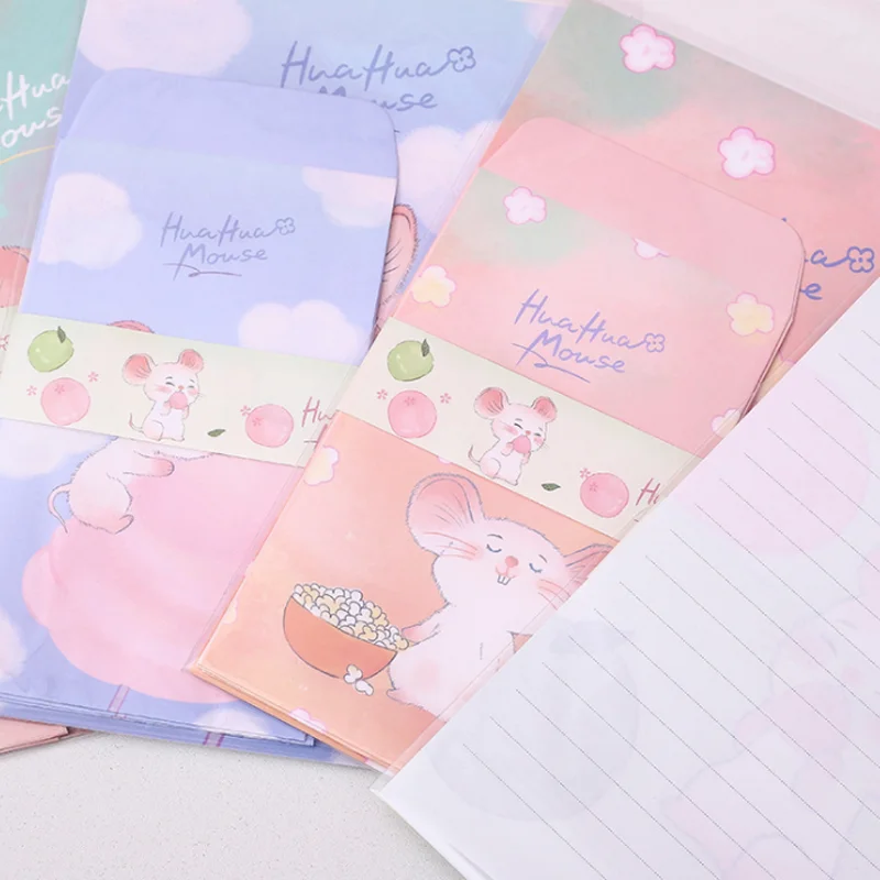

3 Envelope+6 Paper Letter Kawaii Chipmunk Letterhead Creative Stationery Office School Supplies Promotional Wedding Envelope