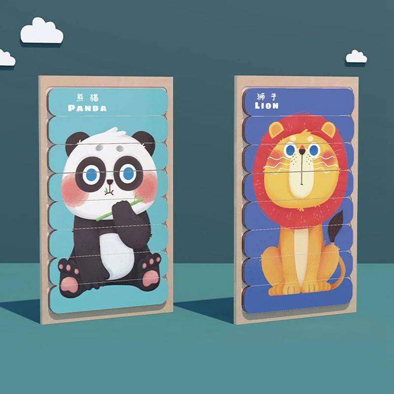 

FBIL-Double Sides Wooden Puzzle Kids Toys for Children i Learning Early Edcuational Puzzle for Toddlers Jouet Enfant