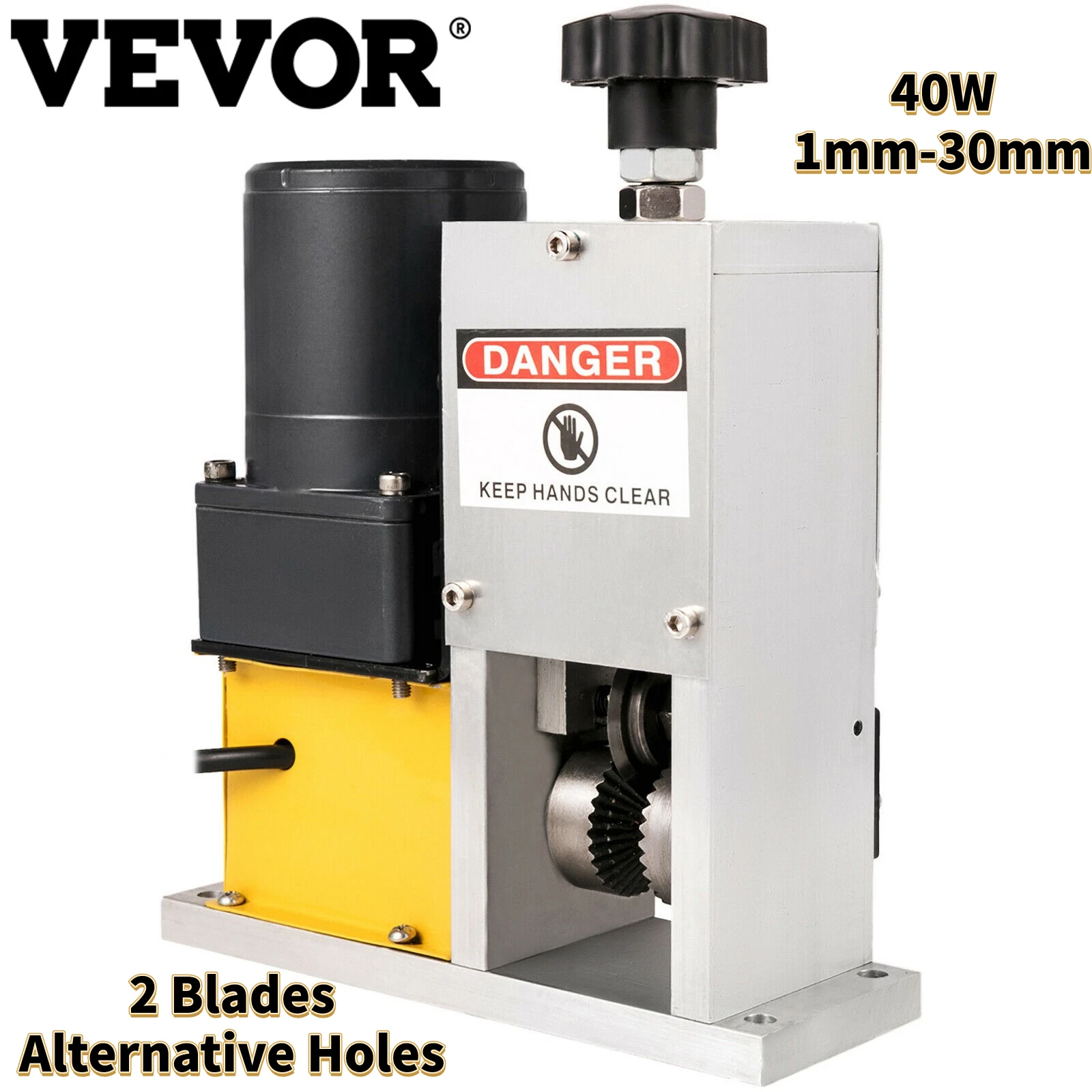 

VEVOR Powered Electric Wire Cable Stripping Machine with 2 Blades Portable 40W 110V Alternative Holes Removing Plastic & Rubber
