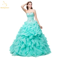 bealegantom new sweetheart mint green quinceanera dresses 2021 ball gown beaded crytals ruffled prom sweet 16 dresses qa1007