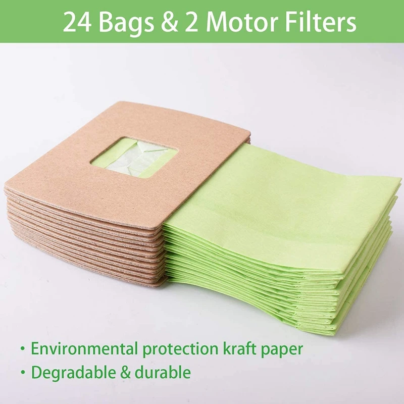 

24 Pack Vacuum Bags with 2 Motor Filter Replacement for Oreck Type BB PKBB12DW BB180, BB280, BB850, BB870, BB900,BB1000
