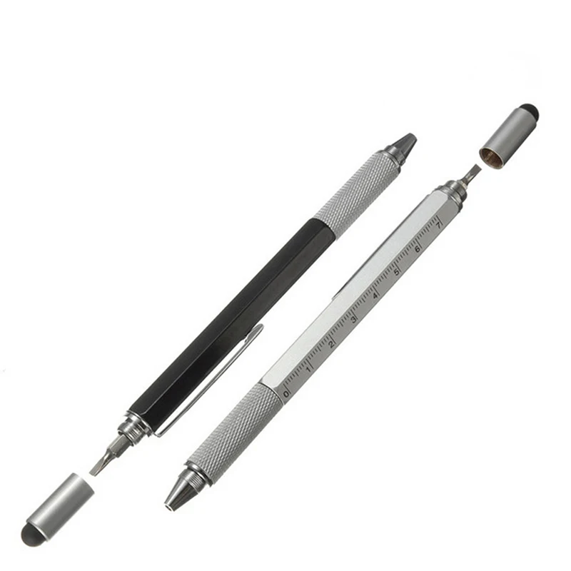 1PC 6 In 1 Touch Ballpoint Stylus Pen With Spirit Level Ruler Screwdriver Tool Office School Supplies Best Gifts | Инструменты