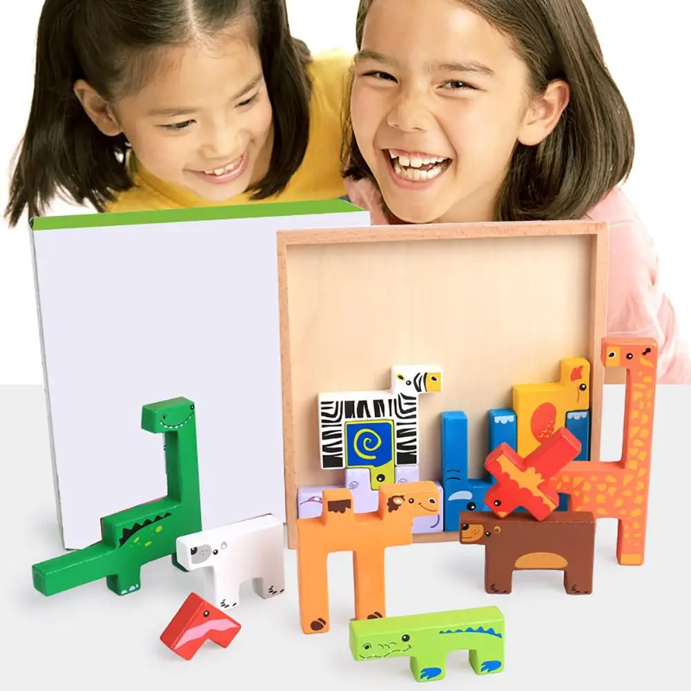 

Детские 3D головоломки с мультяшными животными, деревянные головоломки танграммы, игра, развивающая игрушка для детей, строительная игрушка...