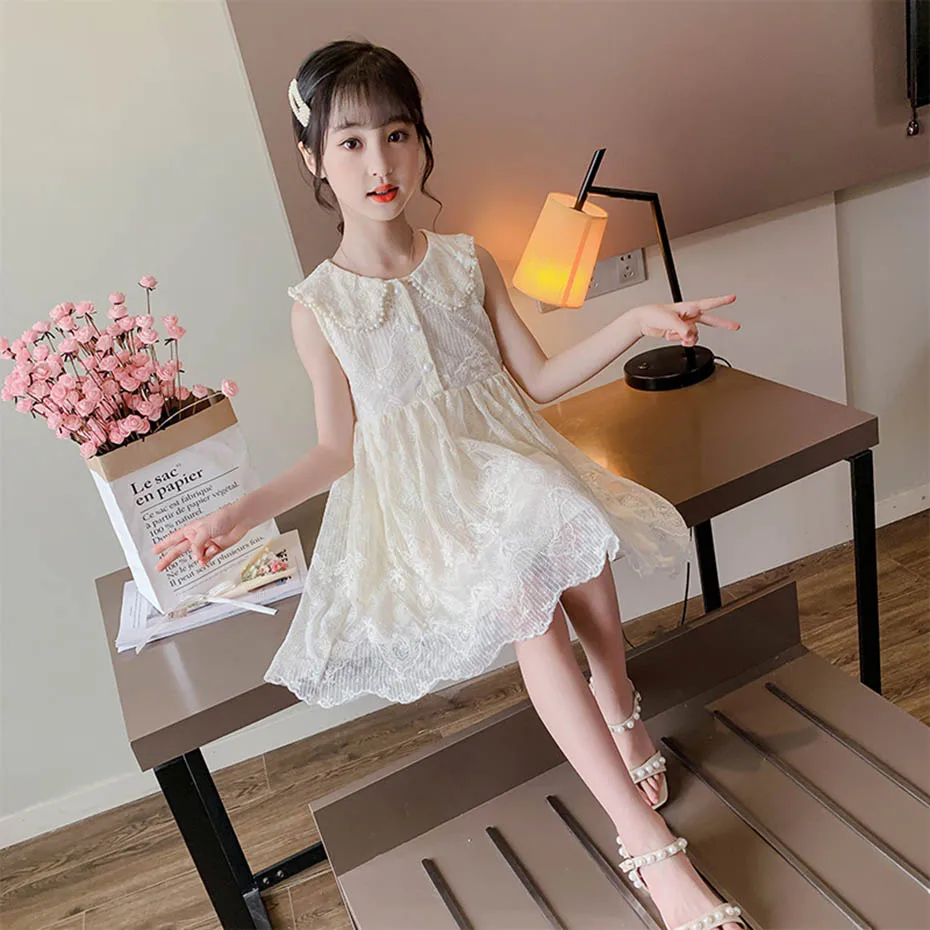 Летние платья для девочек детские праздничные с цветочной вышивкой платье без