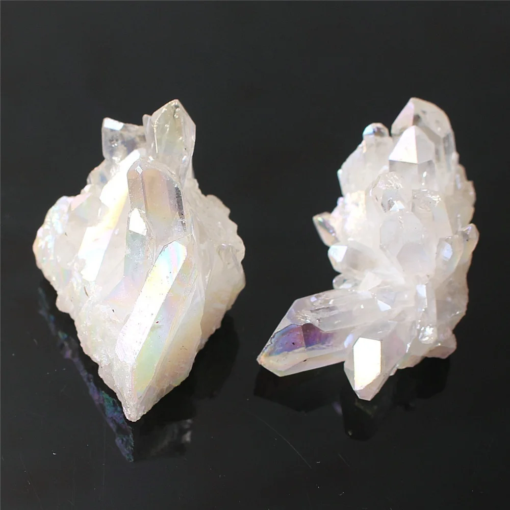 1 шт. натуральный кварцевый кристалл белый кластер с гальваническим покрытием - Фото №1