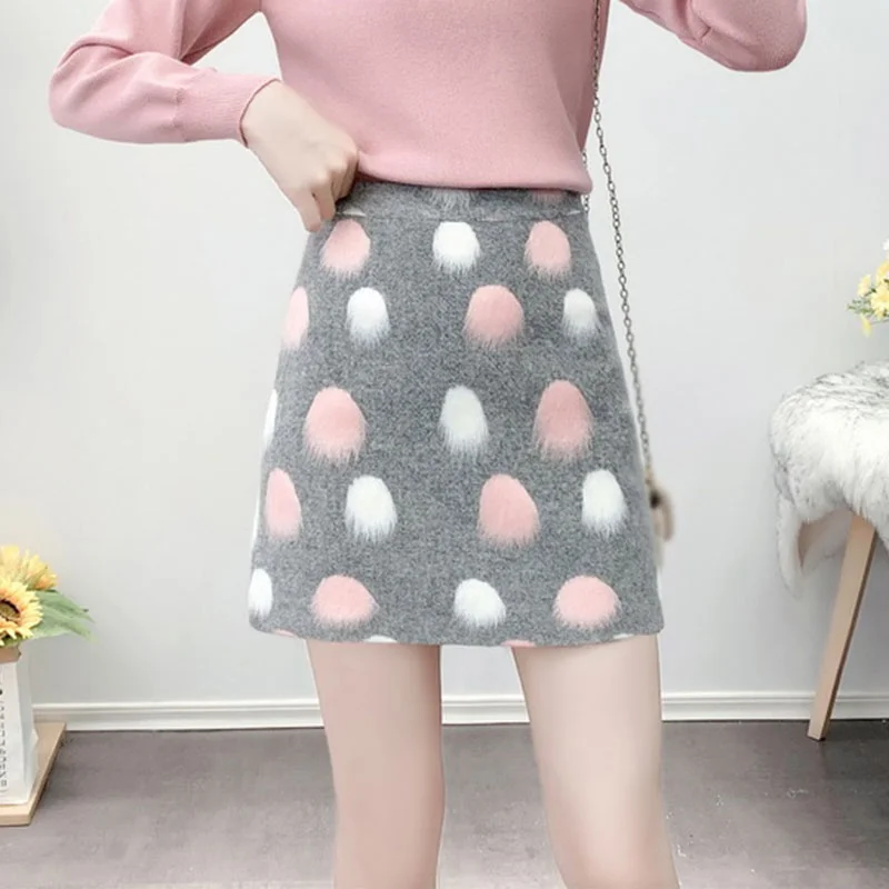 

Female Woolen Skirt Autumn Super Fairy High Waist Short Skirt Big Hip Skirt