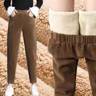 Плюшевые плотные повседневные брюки женские вельветовые Теплые брюки осень-зима 2021 шаровары с высокой талией брюки женские