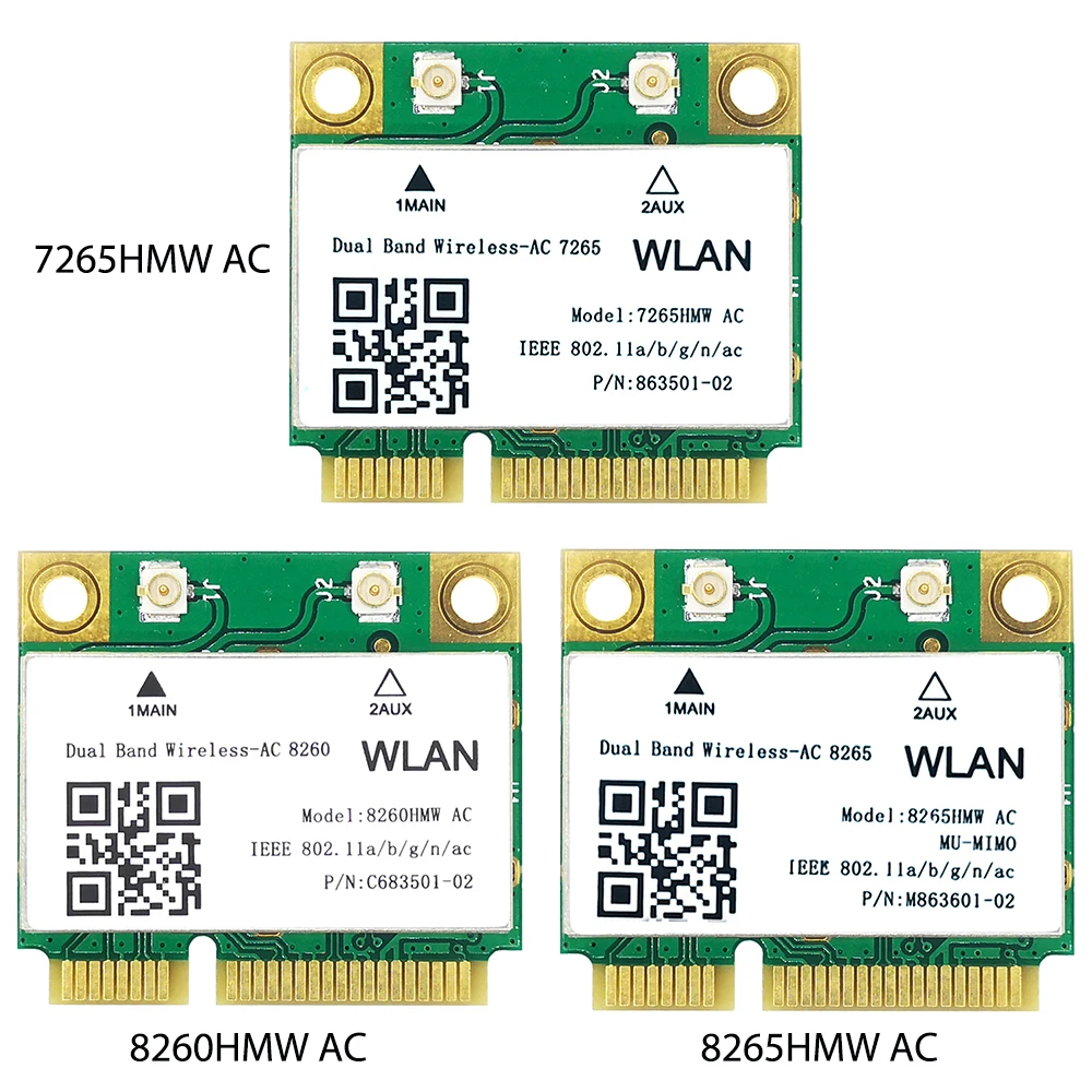 

Wireless Bluetooth 4.2 Network Card Dual-Band 5G/2.4G 7265/8260/8265 HMW 802.11 AC Network Card For PC With Mini PCIe
