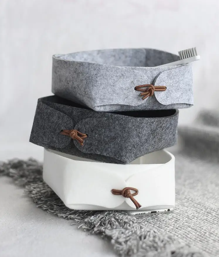 NEW Useful Hallway Entrance key Small Storage Box Nordic Felt Basket Candy Color DIY Foldable Office Desk Home Supplies