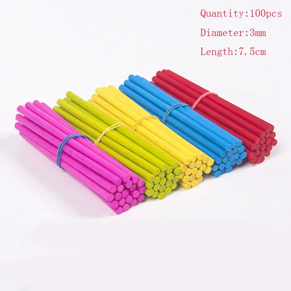 100 pcs 50/100 шт деревянные развивающие стержень бамбук цветные детские учебные пособия детские игрушки для математики дошкольного обучения Счетные палочки - Цвет: 100 pcs